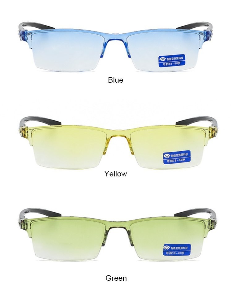 【5x Magnification】Smart Zoom Gradient Color Reading Glasses/Anti Blue ...