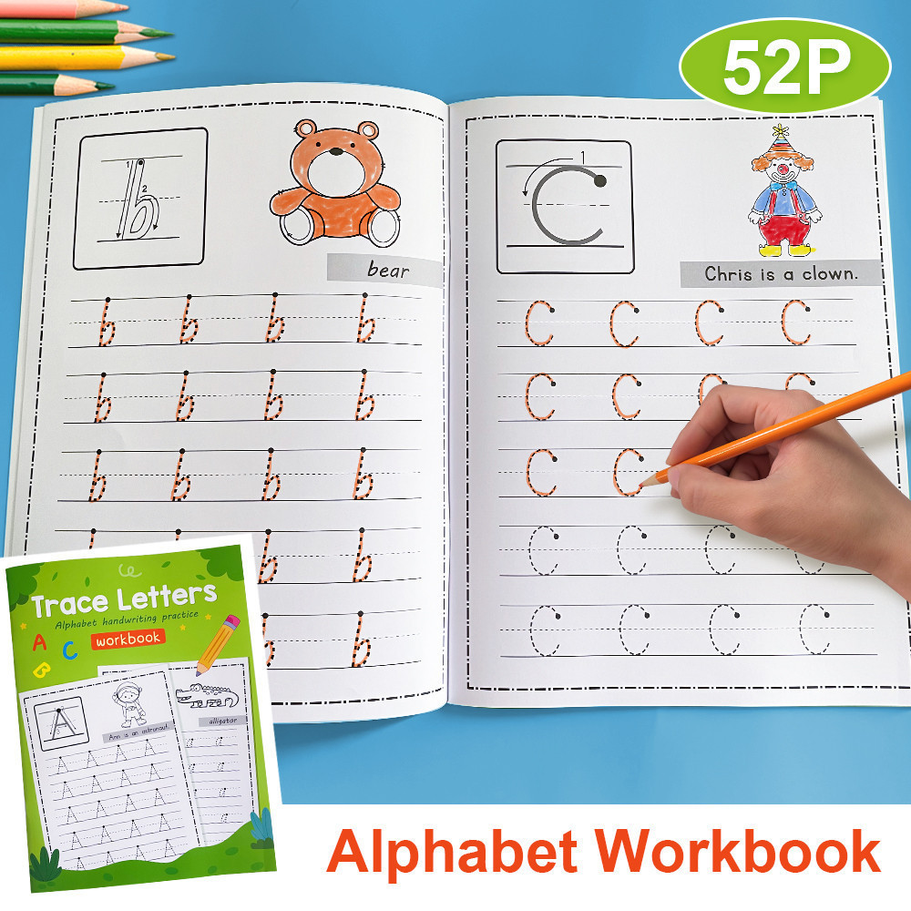 Kids Tracing Book Alphabet Number Set Handwriting Practice Workbook ABC ...