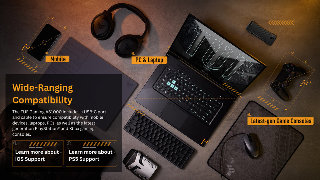 ASUS TUF Gaming AS1000 USB-C 3.2 Gen 2x1 Portable M.2 NVMe® PCIe 1TB ...