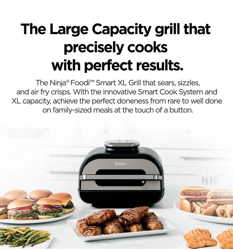Ninja AG551 Foodi Smart XL Indoor Grill & Air Fryer with Digital Probe ...
