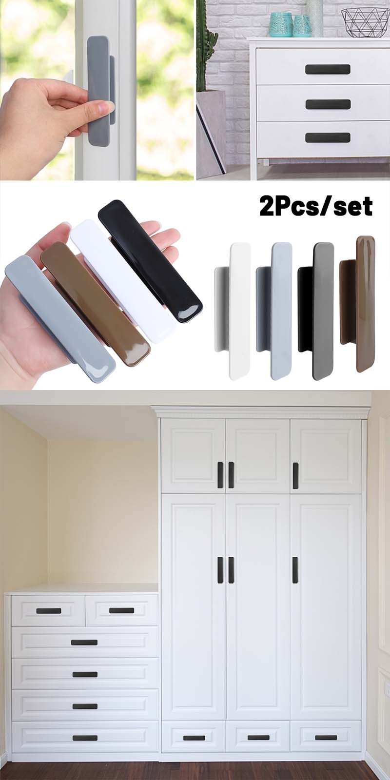 4PCS Self-Adhesive Sliding Door Handle - Cabinet Handle Pulls - Drawer ...
