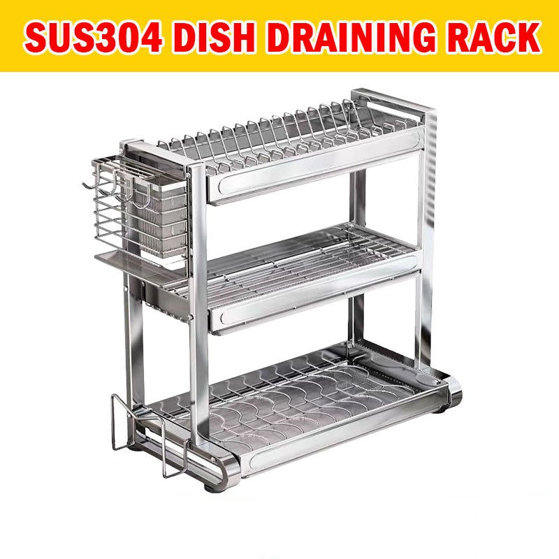 SUS304 Stainless Steel Dish Draining Rack Anti-rust Kitchen Sink Shelf ...