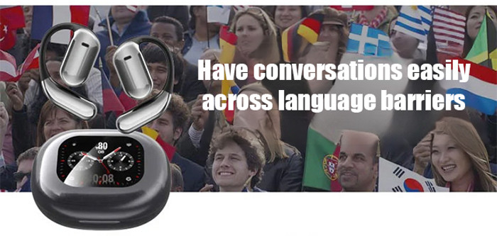 AI-Powered Translation Headsets/Open-Ear Touchscreen Bluetooth ...