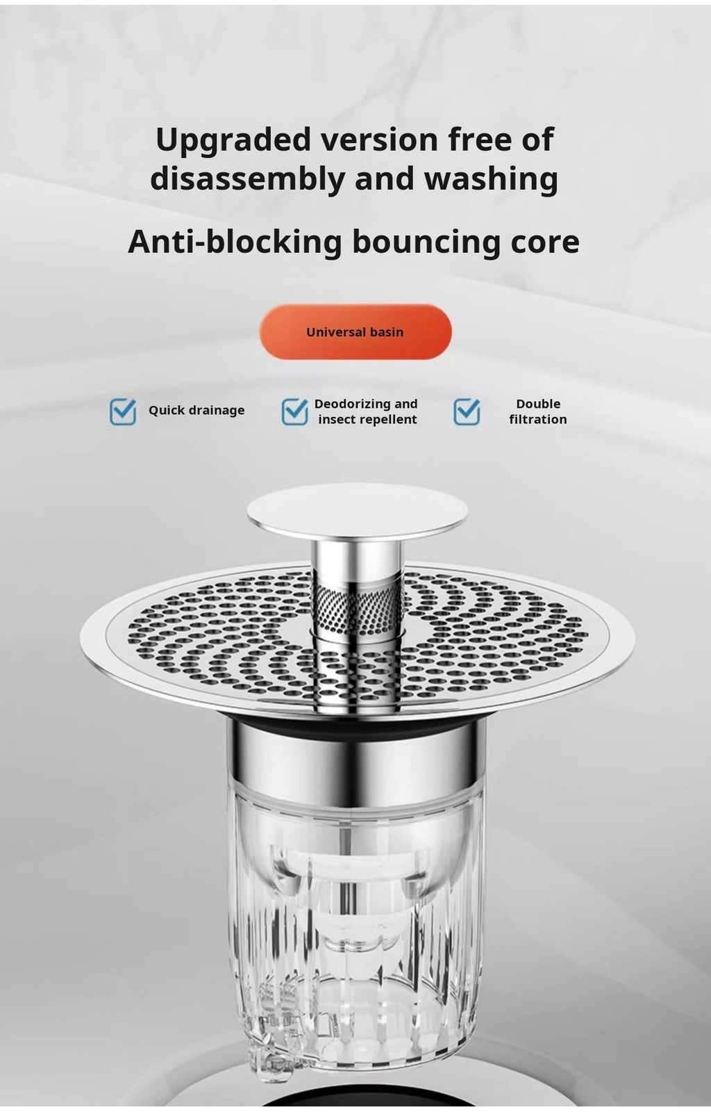 【Never block】Wash Basin Sink Leakage Plug Basin PopUp Core Drainer ...