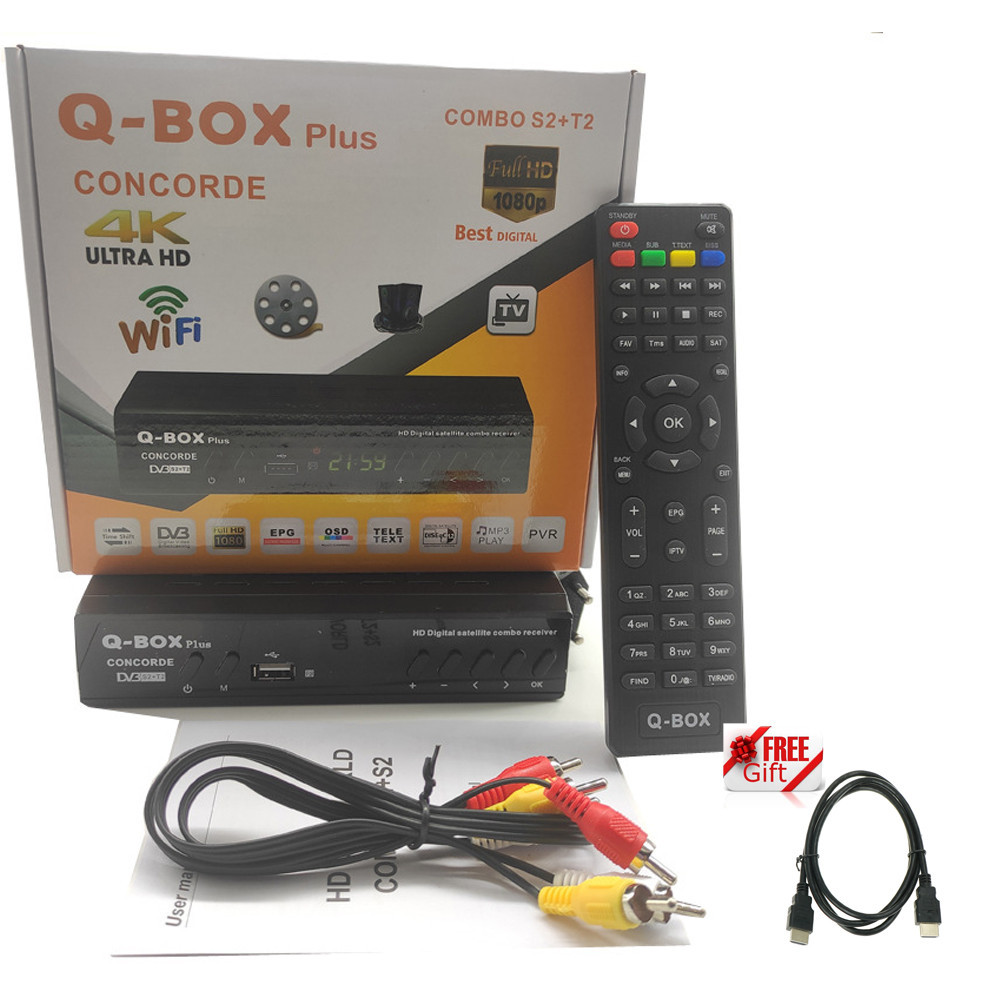 Combo 2 in 1 DVB T2 S2 Digital Tuner QBOX Satellite TV Receiver H264 TV ...