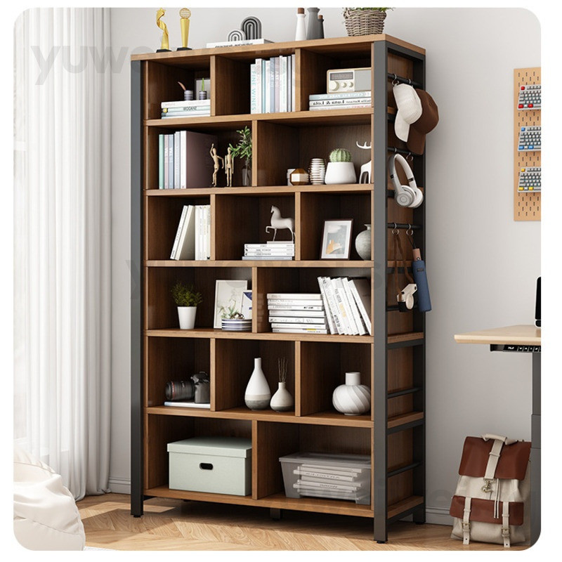 Grid Bookshelf Storage Rack Home Integrated Wall Mounted Bookshelf ...