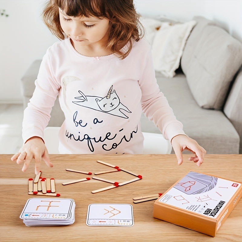 Wood DIY Matchstick Puzzle for Kids Children Kindergarten Thinking ...