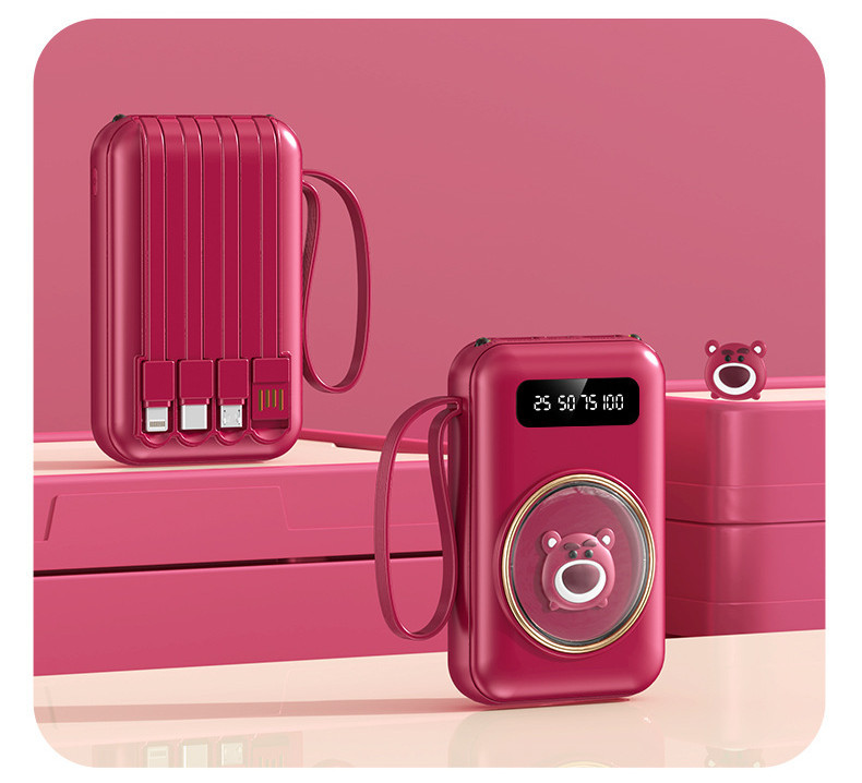 【SG Local Stock】20000mAh Mini Power Bank with 4 Cables Charging Cartoon ...
