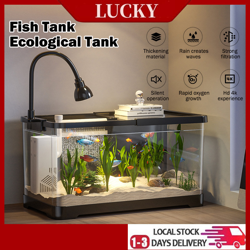 Image showcasing 【SG Seller 🚚】Fish Tank Ecological Tank Aquarium Built in Filter/Pump ...