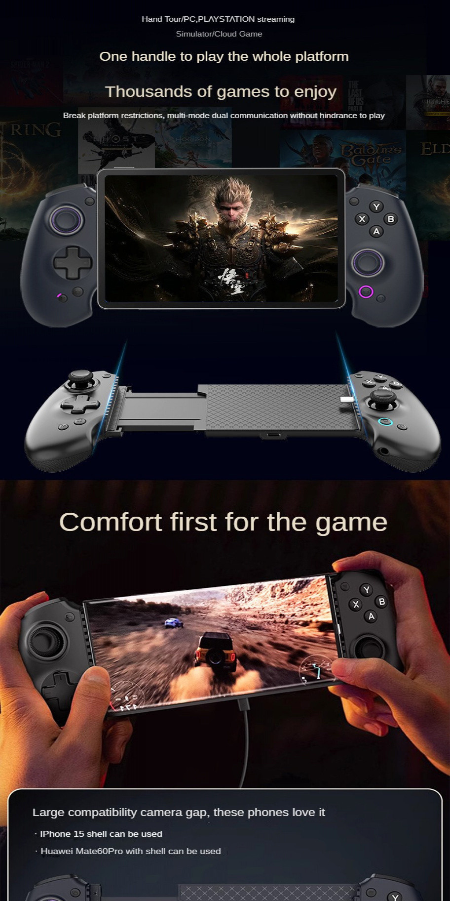 Abxylute S9 Gaming-Controller Für IPhone & Android - Bluetooth Gamepad Mit Hall-Effekt Joysticks