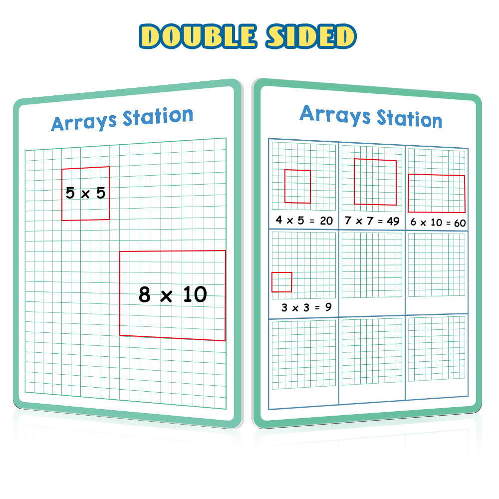 4Pcs Dry Erase Fraction Decimal Arrays Station Place Value Math Poster ...