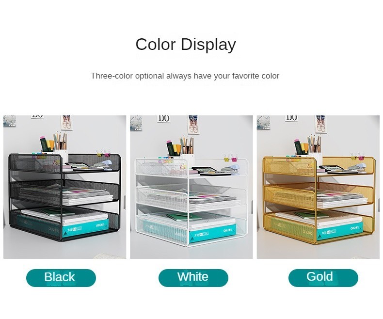 1pc White Desktop Foldable Multi-layer A4 Paper Storage Box With Drawer Style File Organizer - View #2