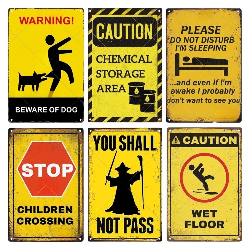 Vintage Caution Notice Zone Tin Sign Metal Plate Warning Children ...