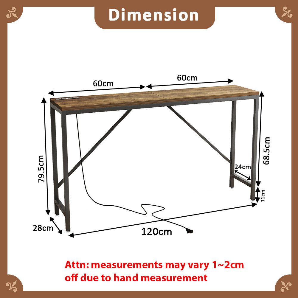 Innohut Industrial Wooden Console Table Bar Table Long High Table Meja ...