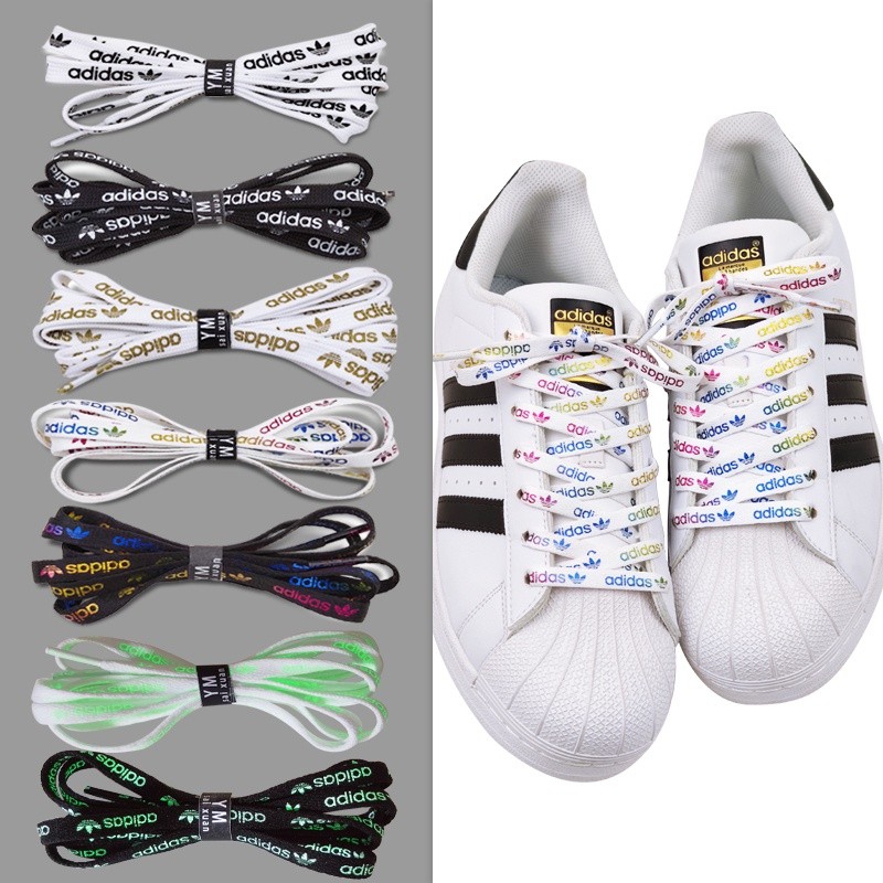 Suitable for adidas Adidas shell toe luminous shoelaces men s gold label Smith women s white shoes black and white