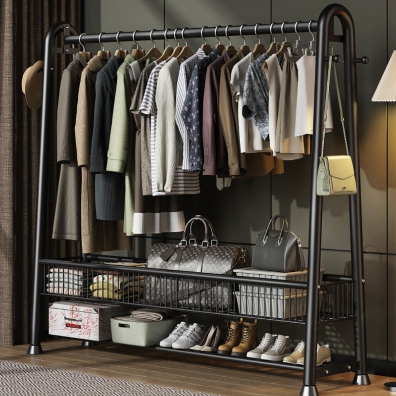 Simple Clothes Hanger Movable Clothes Drying Rack Floor Standing ...