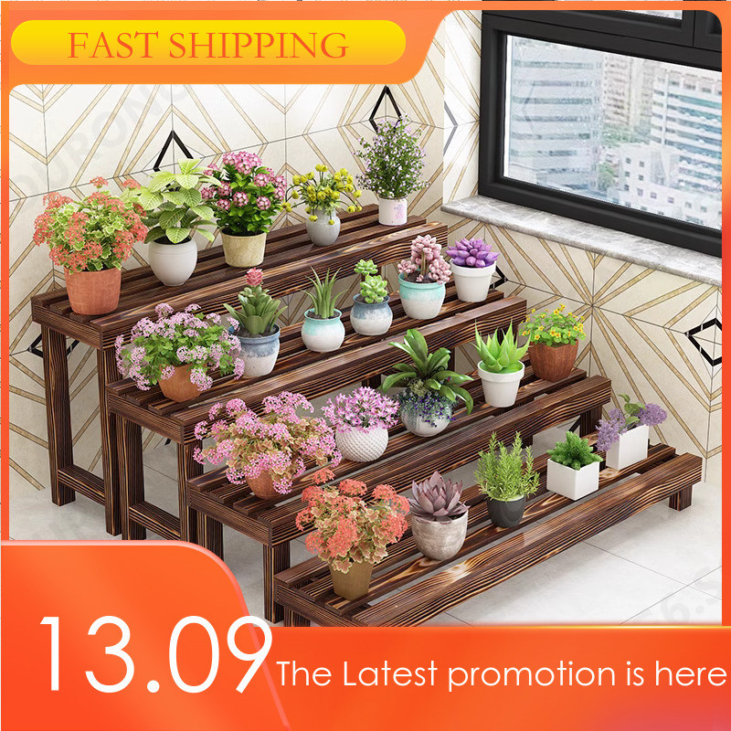 SHELFO Solid Wood Carbonization Plant Rack Anti-Corrosion Wood Indoor ...