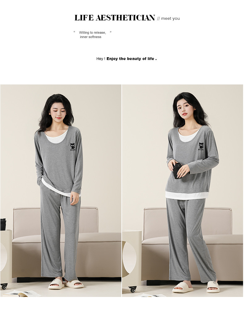 Padded Pyjamas Women 100% Cotton Pajamas Set Autumn winter Long Sleeve ...