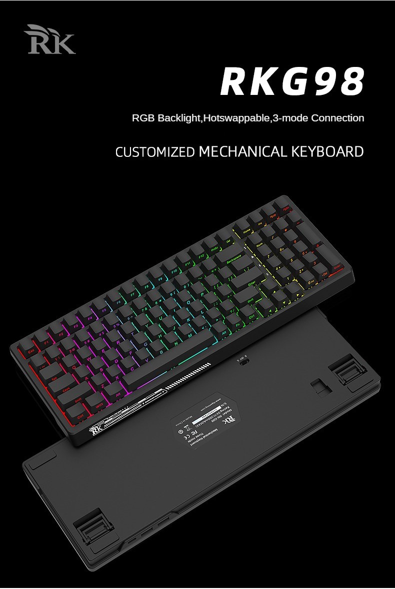 New Arrival! RK G98 Tri-Mode customized mechanical keyboard wireless 2 ...