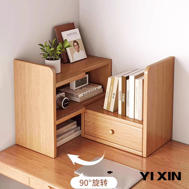 YIXIN Solid Wood Bookshelf Desktop Storage Rack Office Desk Storage ...