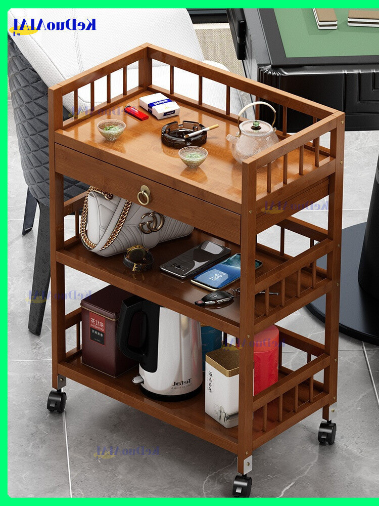 Mahjong Table Movable Coffee Table Tea Rack With Wheels For Game Room ...