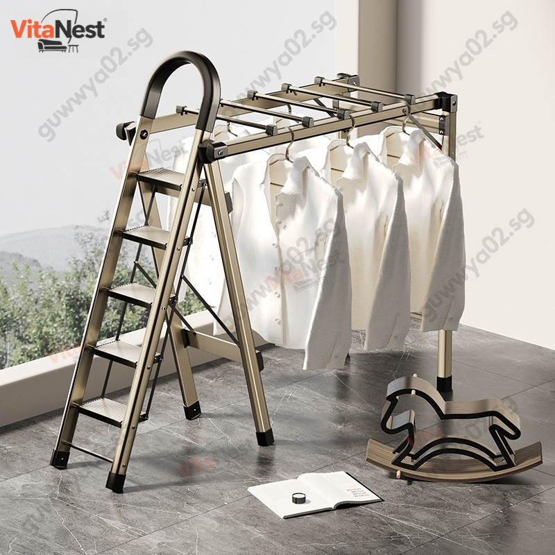Clothes Drying Rack Folding Ladder Balcony Household Multifunctional ...
