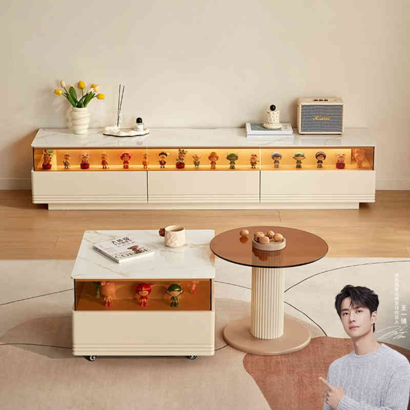 Solid Wood Rock Panel Tv Console Cabinet Integrated Modern Tv Console ...