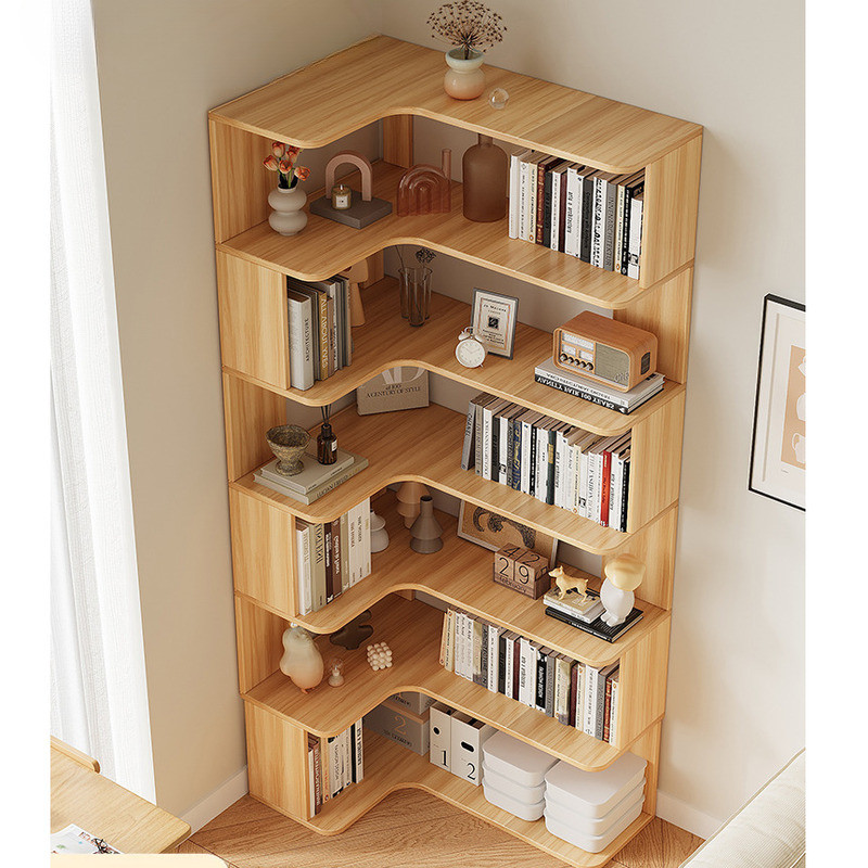 Liangdehua Sg Solid Wood Corner Bookshelf Storage Rack Floor Standing ...