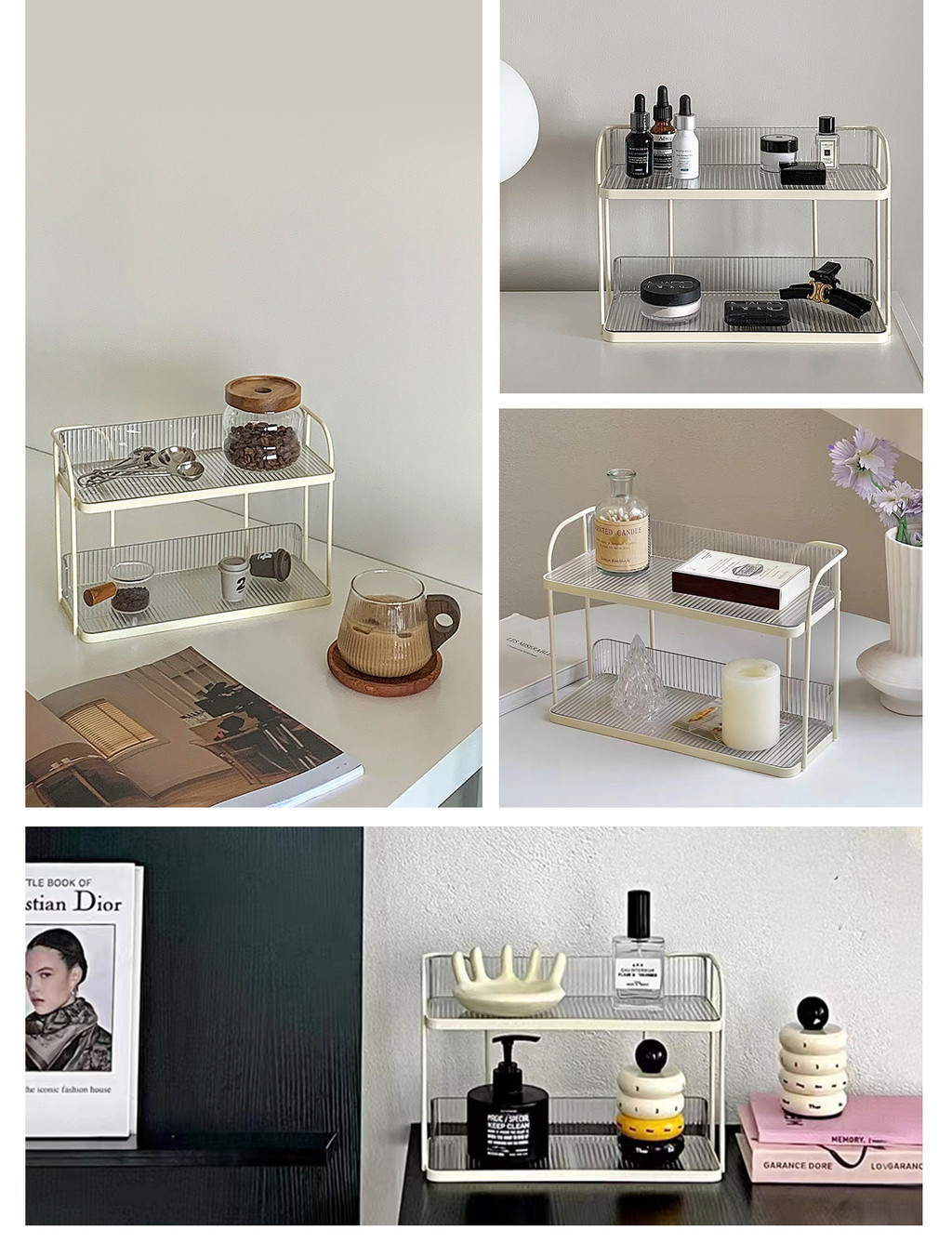 Desktop organiser storage rack | Double layer transparent acrylic ...