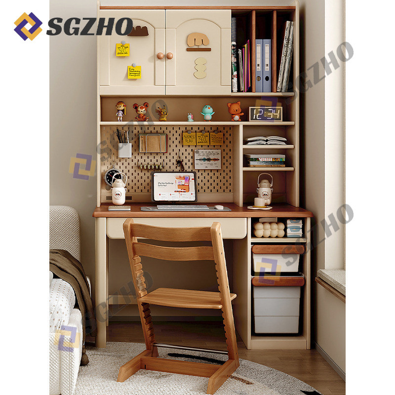 Minimalist Cream-Style Kids Table Chair Home Solid Wood Study Table ...