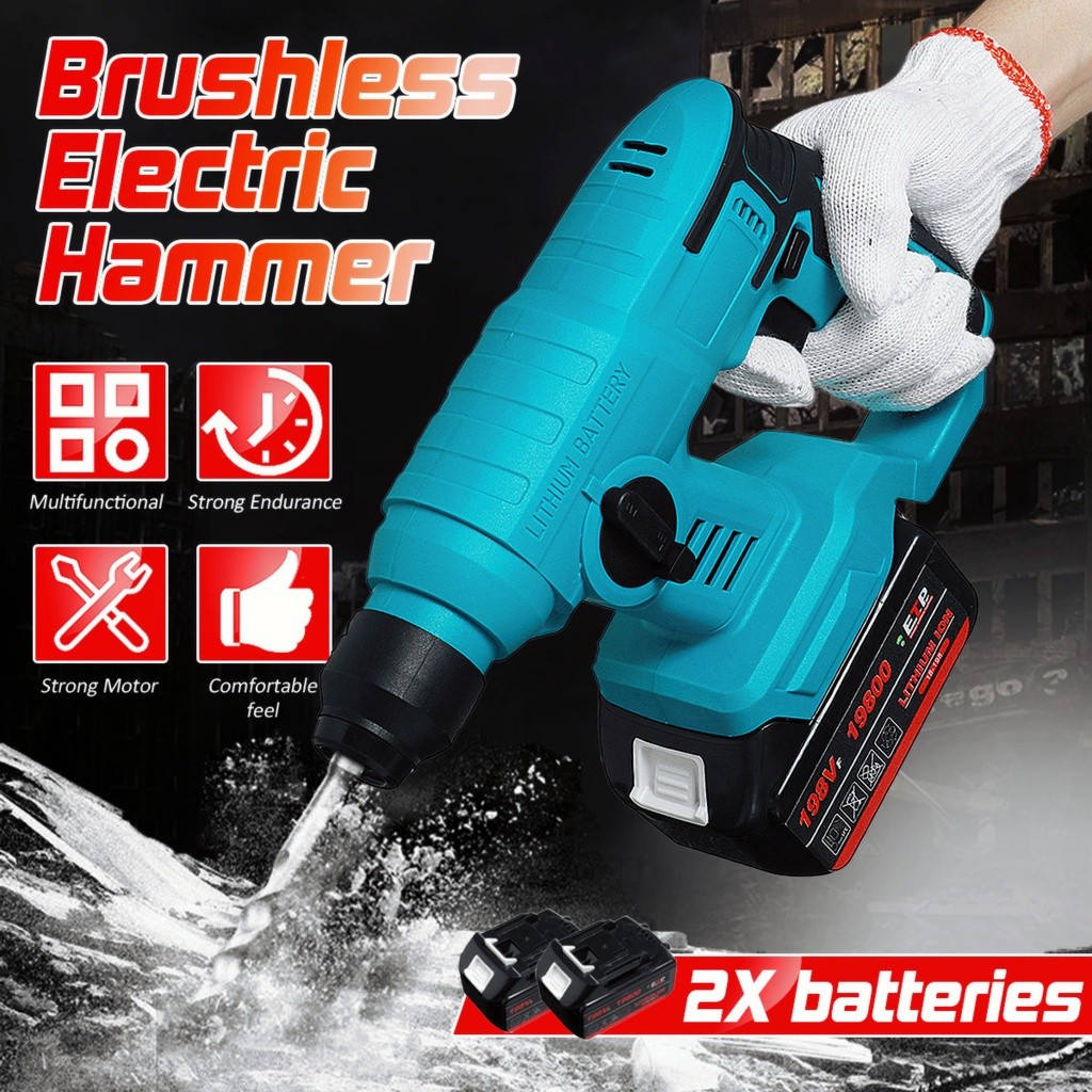 Brushless Electric Hammer 100-240V Cordless Rechargeable Multifunction ...