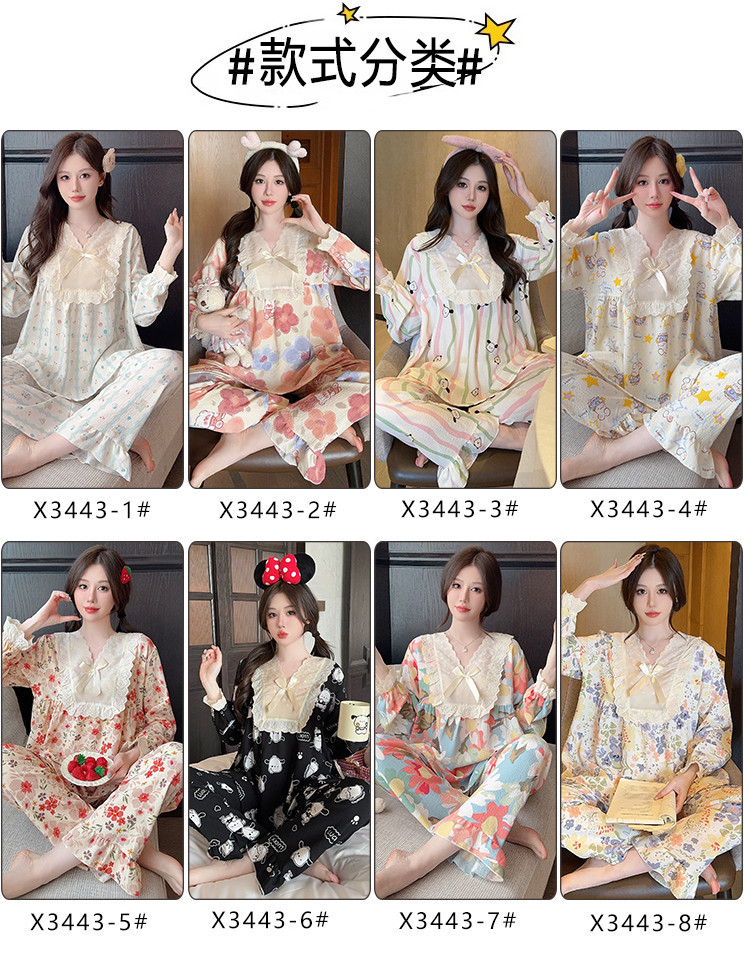 Pyjamas Women Crepe Cotton M-5XL Plus size Pajamas set Autumn Lady ...