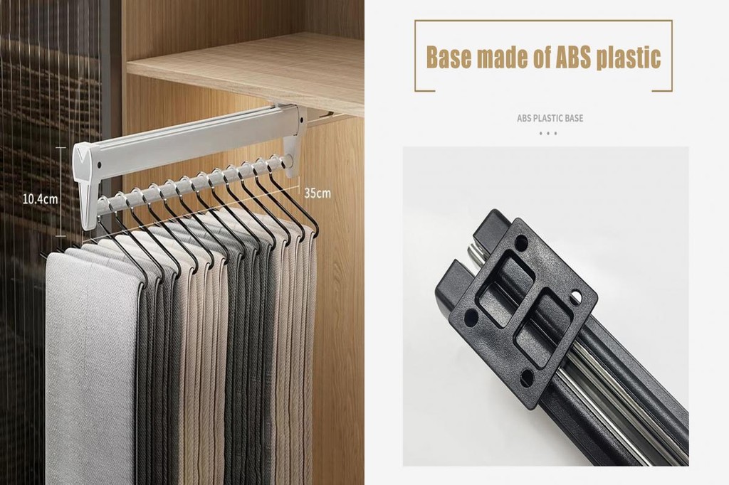 oupinwou Space-saving Trousers Rack Pull-out Pants Sliding Rod Space ...