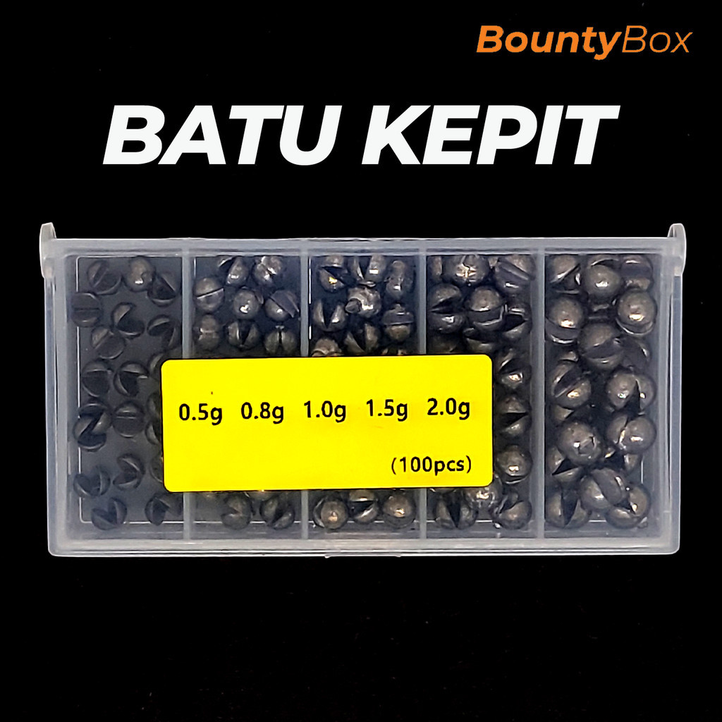 100pcs Batu Kepit Split Shot Sinker 0.5g - 2.0g Open Bite Lead Batu ...