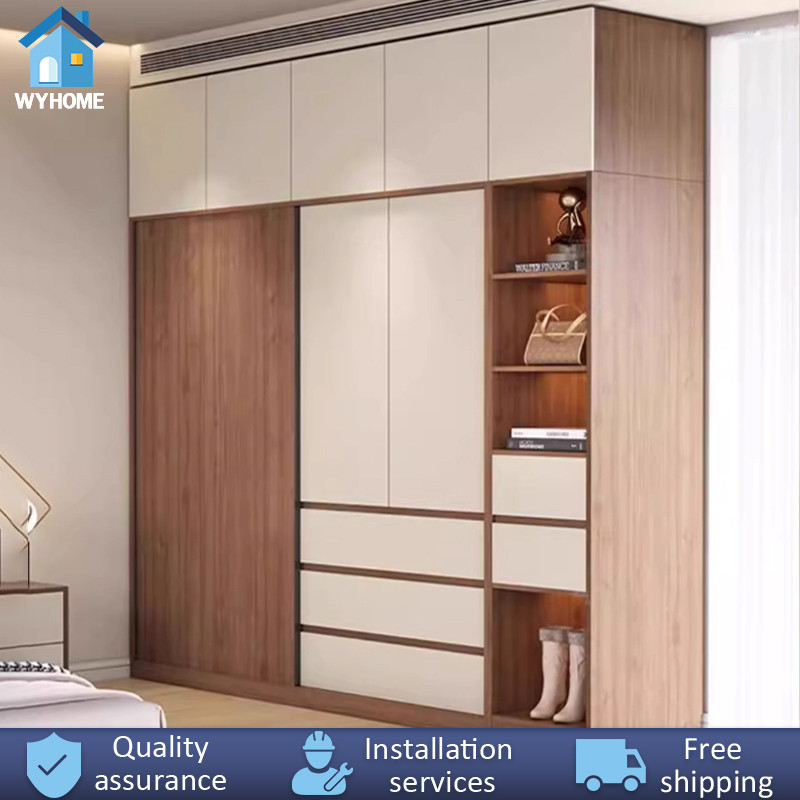 WY Solid Wood Wardrobe Home Bedroom Sliding Door Back Panel With Drawer ...