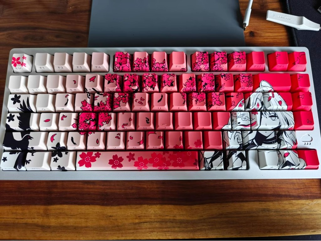 Sakura Raven Keycap Cherry Profile 130 Keys PBT Five-sided Dye ...