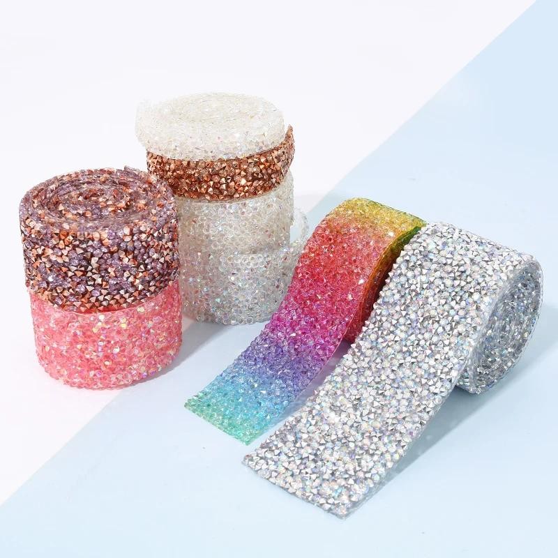 DUCTYSTAL Rhinestone Chain Hot Fix Bling Rhinestone Trim Sticker for ...