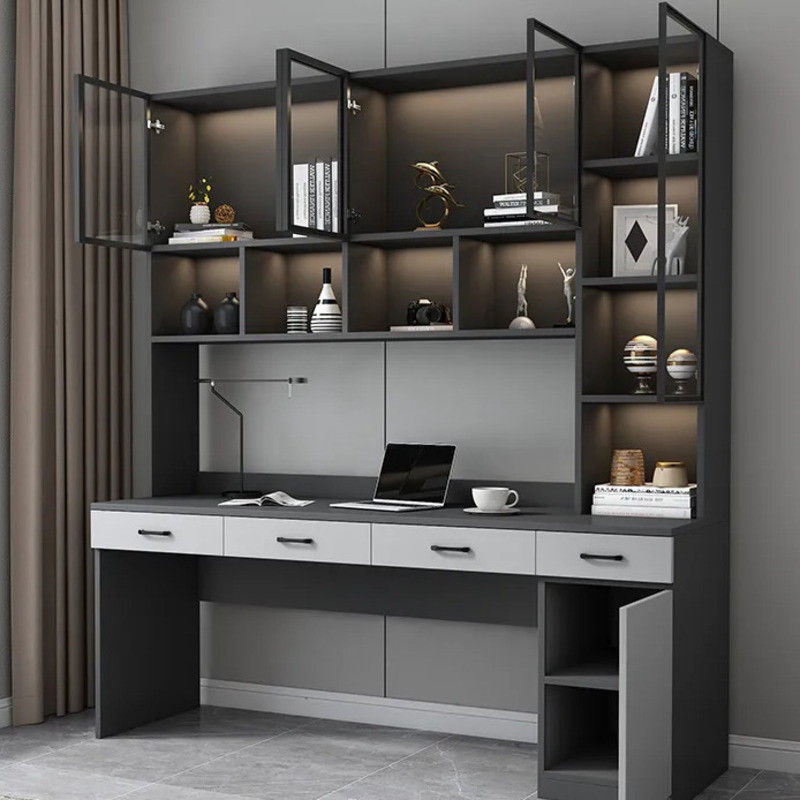 Office Cabinet Student Computer Table Double Desktop Light Solid Wood ...