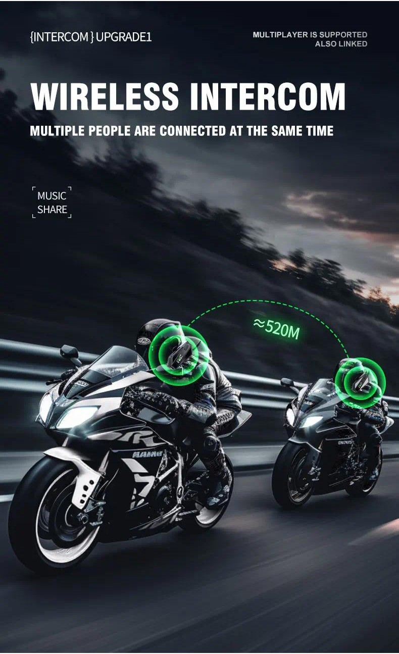 C6 Motorcycle Helmet Bluetooth Intercom Bt5.3 Ip65 Waterproof Intercom ...