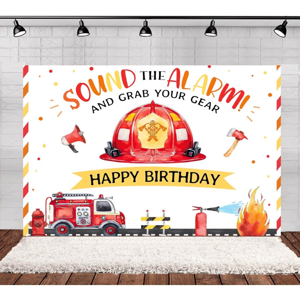 Calling All Firefighters Custom Birthday Backdrop