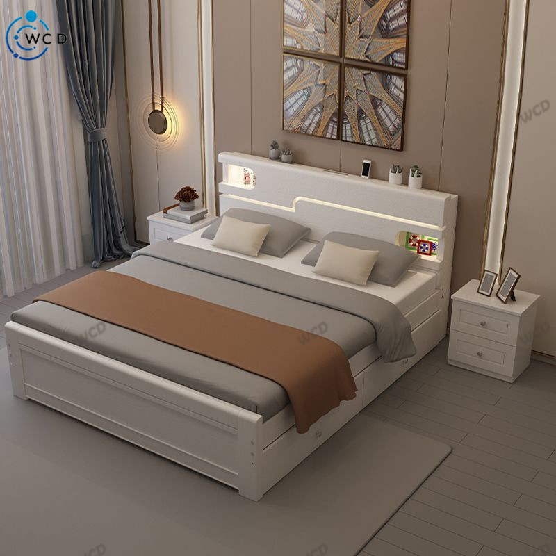 WCD Solid Wood Bed Frame Modern Simple Single Bed Bedroom Small ...