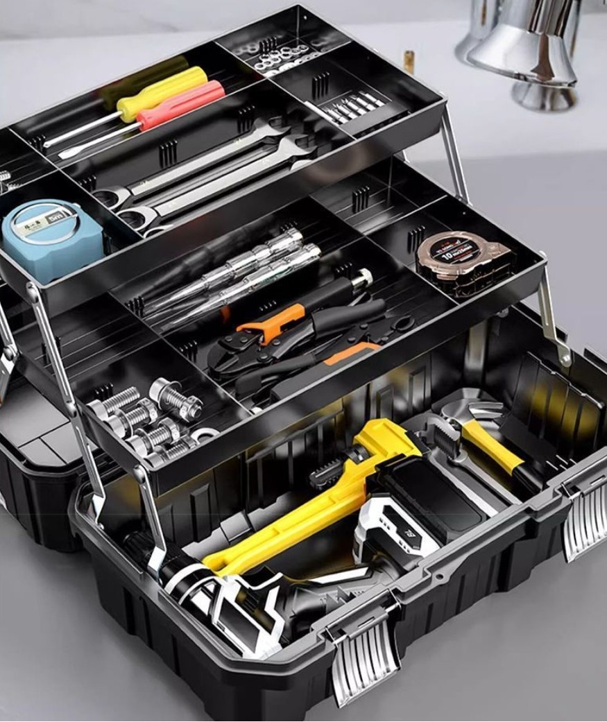 3Tiers Portable Tool Box Plastic Toolbox Storage Home Multifunction
