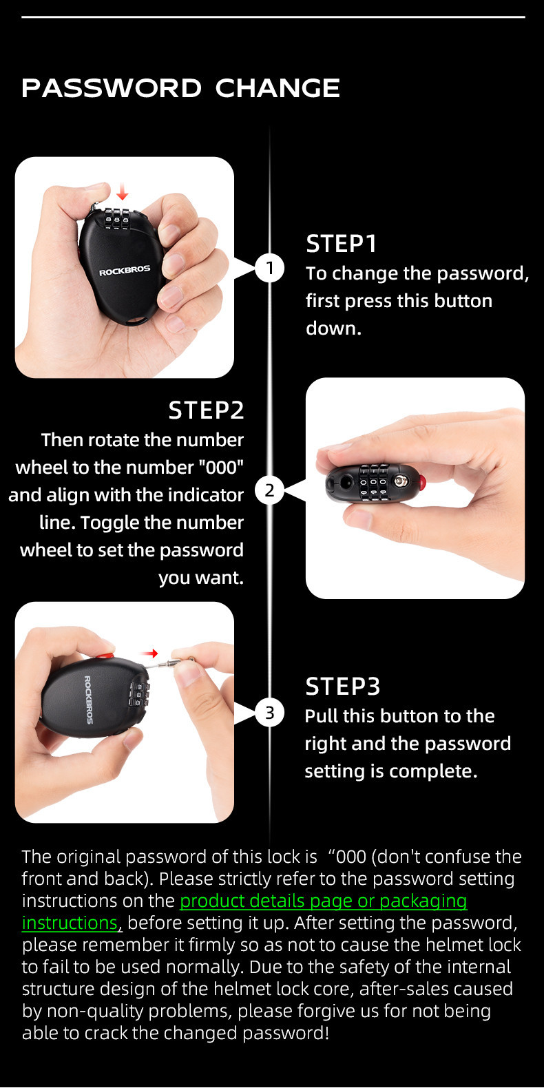 【3-day Delivery】ROCKBROS Bike Password Steel Cable Lock Portable ...