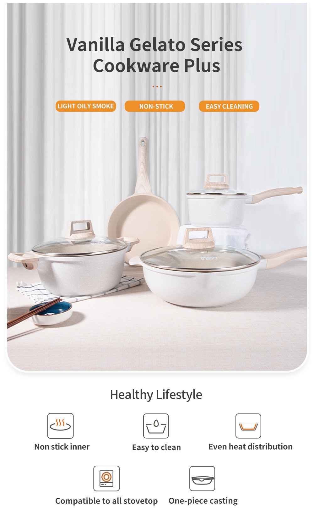 Simplus Fry Pan Wok Soup Pot Saucepan with Lid Maifan Stone Pour Spout ...