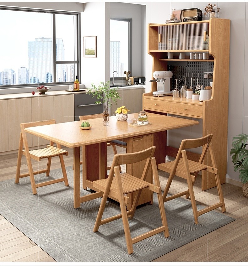 Solid Wood Dining Cabinet Integrated High Cabinet Foldable Wall Facing ...