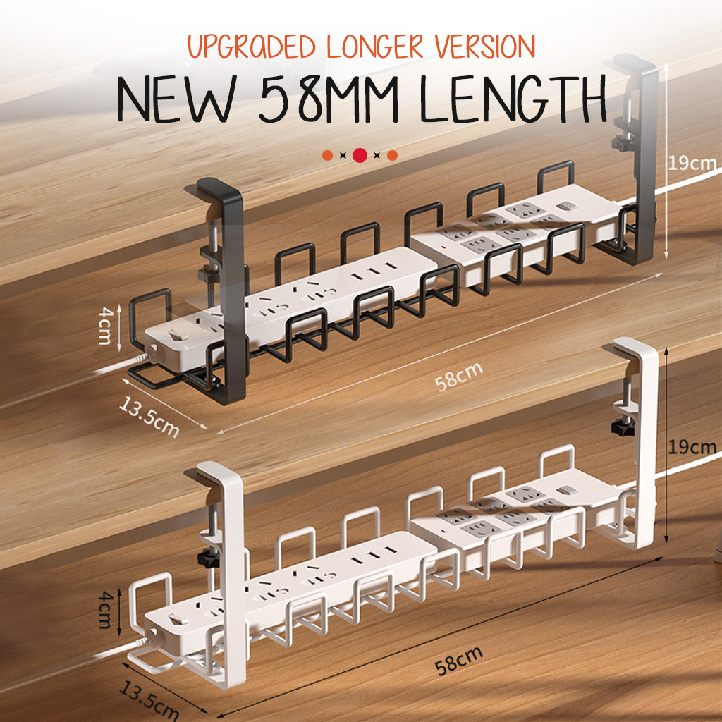 Under Desk Cable Organizer No Drill Clamp Wire Management Tray ...