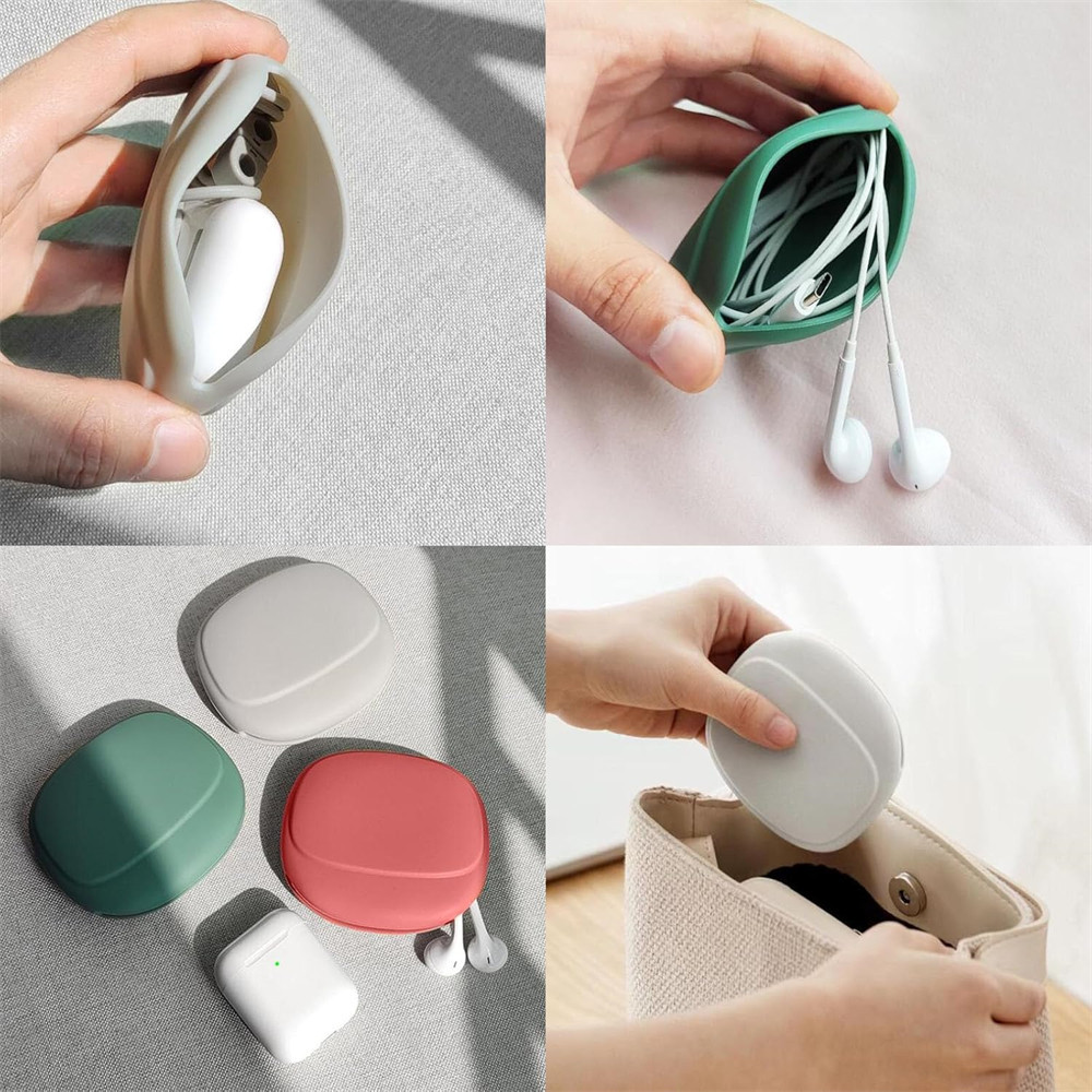 Portable Silicone Data Cable Storage Bag Wired Earphone Storage Box Key ...