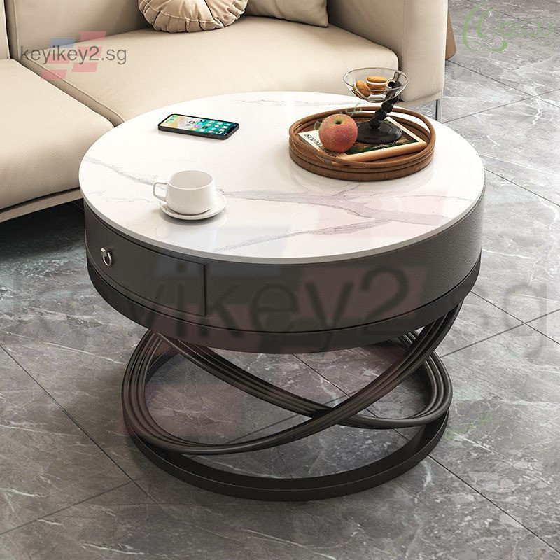 Rock Slab Coffee Table Living Room Household Simple Round Table Small ...