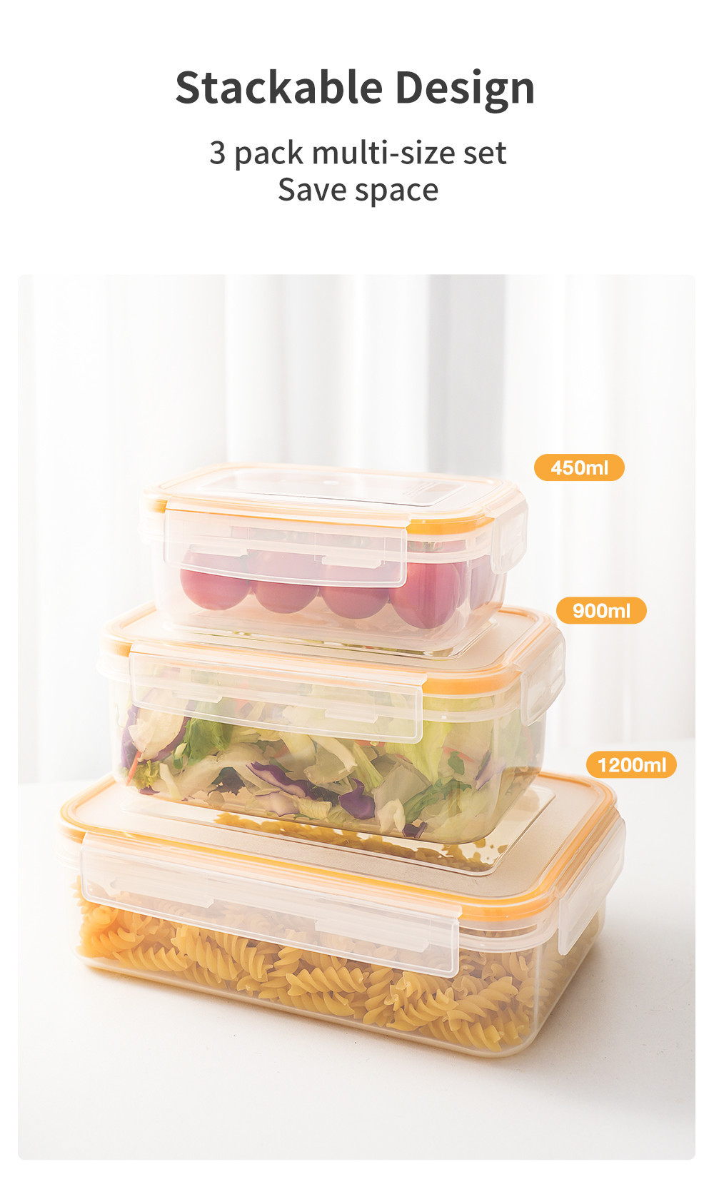 Simplus Food Storage Containers BPA Free Microwave Safe(450ML+900ML ...