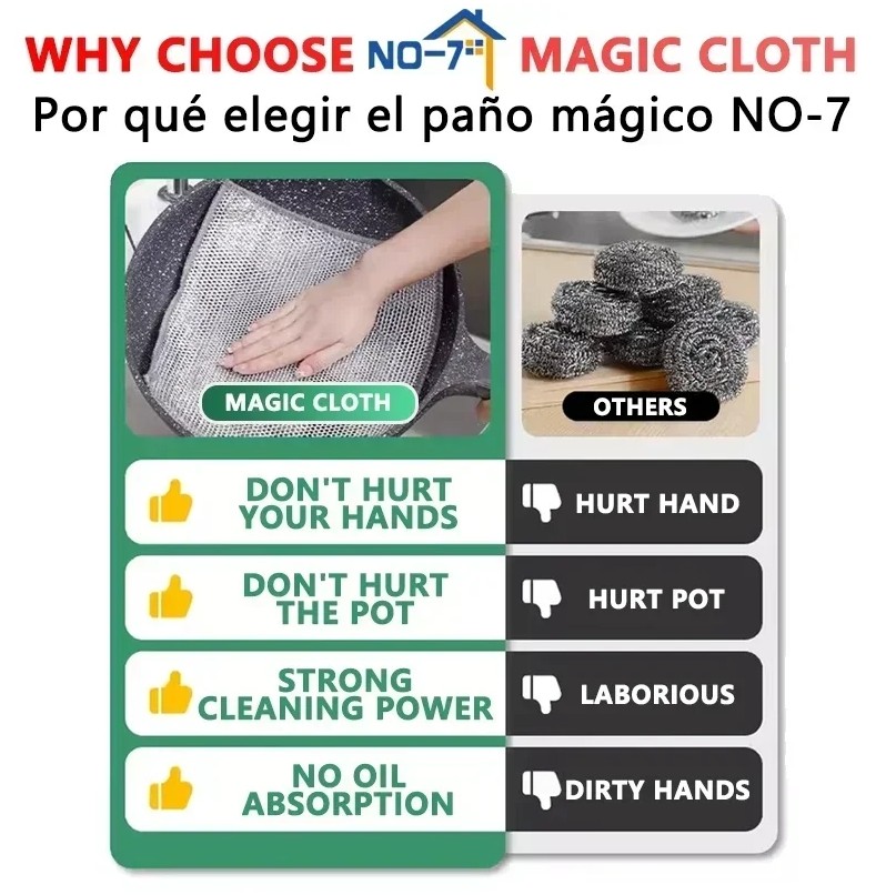 Magic Steel Wire Kitchen Towel Double -sided Thickened Metal Silver ...